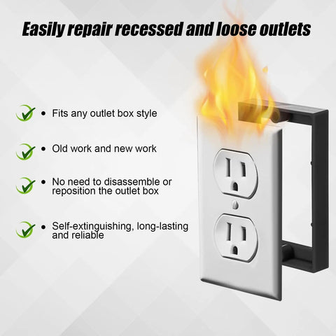 4 Pack 1/2 Inch Single Gang Outlet Box Extender For Electrical Boxes And Switches shown with flame design, gap filler
