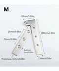 Stainless Steel Rotating Invisible Door Pivot Hinge for Internal Doors and Screens, size M with measurements and apertures shown.