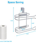Diagram of Over The Tank Toilet Paper Holder Stainless Steel Chrome Finish Easy Install No Fuss Rustproof with dimensions.