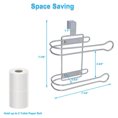 Diagram of Over The Tank Toilet Paper Holder Stainless Steel Chrome Finish Easy Install No Fuss Rustproof with dimensions.