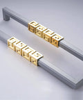 Gray aluminum door handle set with gold accents for wood and glass doors entry door handle set large double sided barn door handles