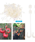 Garden Plant Support Clip And Vine Pull Hook Trellis Fastener For Cherry Tomatoes And Vegetable Vines Keeps Fruit Stems Steady To Prevent Breakage In Wind And Heavy Fruit Weight Ideal DIY Garden Maintenance Gear, 100pcs, plastic