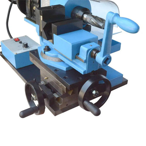 Heavy Duty 1.5 HP Electric Pipe Notcher With V Block Rotary Vise For Copper Steel Tubing, detailed view of the precision cutting tool.