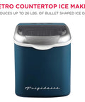 Retro Compact Ice Maker With Bullet Ice, Produces Up To 26 Lbs Per Day, Fast 6 Minute Cube Batches, Stores 2.2 Lbs Per Batch