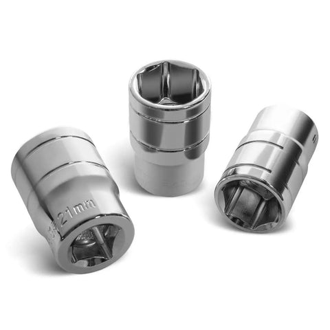 Torque Wrench Multiplier Lug Nut Remover Set sockets 17mm 19mm 21mm for 1/2 inch drive; heavy-duty chrome finish; for cars and trucks