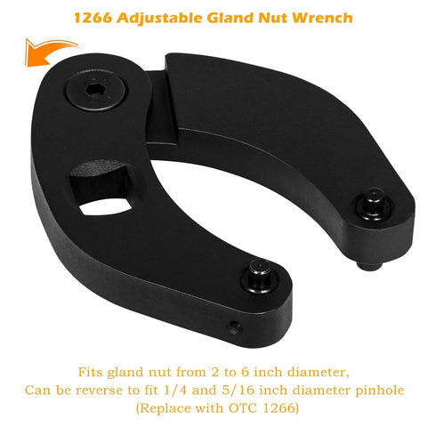 Adjustable Gland Nut Wrench Set For Hydraulic Cylinders showing large black heavy duty steel wrench