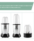 Front view of 4 Piece Blender Replacement Set for 250W including 22oz tall mug and 12oz short cup with cross blade for MB1001.