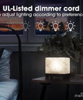 Authentic Himalayan Salt Lamp Hand Carved Modern Rectangle White Crystal Rock Salt From The Himalayas 11.5 lbs on nightstand