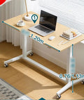 Electric Sit Stand Desk Offering Smooth Height Adjustment, Mobile Rolling Computer Workstation For Home Office, ergonomic wooden top with measurements.