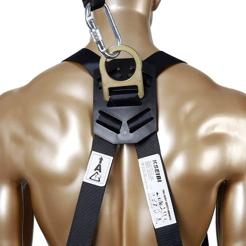 Back view of Beefy Fall Protection Harness Kit With Three D Rings For Lanyard Multi Purpose Full Body Harness on mannequin