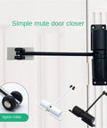 Adjustable Automatic Door Closer Self Closing Hinge Spring Stainless Steel Rebound Device Black for smooth door operation.