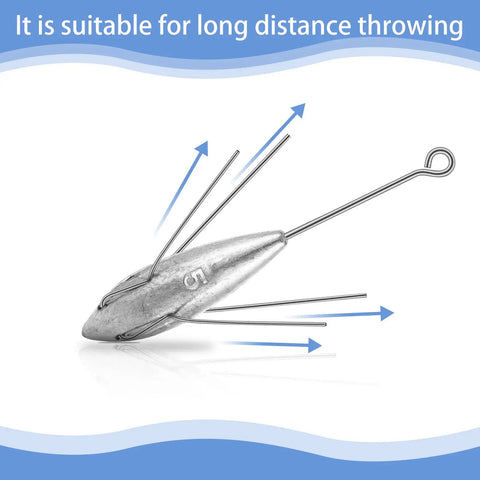 5 Pcs Sputnik Sinker Surf Fishing Weights Set Stainless Steel Long Tail Sinkers For Catfish And Surf Casting Ocean Breakwater River Beach Gear 5 Ounces Each