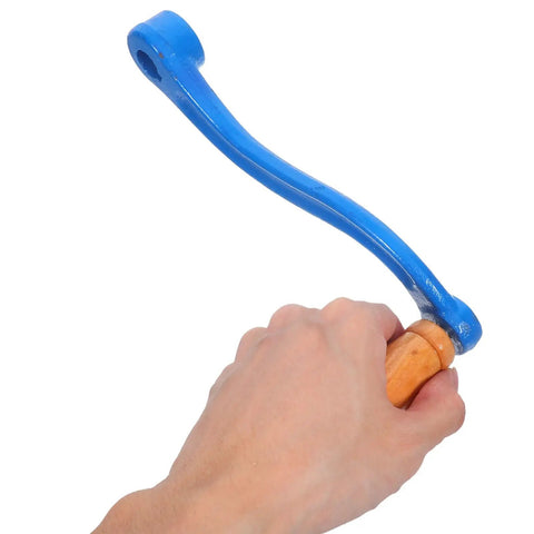 Replacement Pasta Machine Crank Handle With Wood And Iron Build For Smooth Operation And Easy Maintenance Keeps Your Pasta Game Strong For Daily Home Cooking And Small Restaurant Use Precision Fit For Reliable Pasta Making Accessories. blue wood and iron pasta machine crank handle held in hand