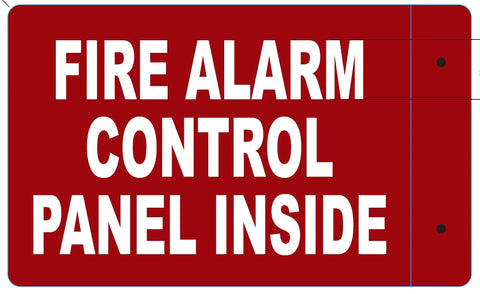 Red Fire Alarm Control Panel Inside Projection Sign 3D Aluminum 7X10 In 90 Degree Projection For Commercial Use Durable Rust Free Construction