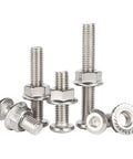 304 Stainless Steel M6 Flat Head Chamfered Socket Hex Bolts And Flange Nuts Hardware Kit Allen Furniture Fasteners 10 Or 20 Set Packs
