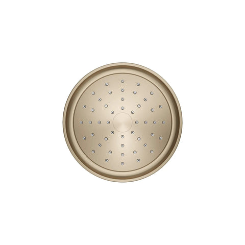 Purist Single Function Showerhead With Katalyst Air Induction Technology, 5.5 Inch Sprayface, 48 Translucent Nozzles, top view.