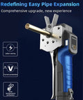 Beachtiful Electric Flaring Tool Kit For 1/4-3/4 Inch Copper HVAC Pipes side view showing 45° eccentric flare and gauge clamp.
