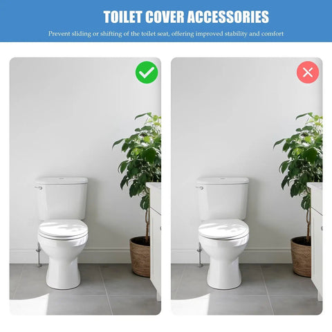 Comparison of toilet stability with and without Four Piece Toilet Seat Bolt Set With Easy Clip On Tool Free Installation