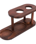 Solid Wood Pour Over Coffee Station And Dripper Stand For Kitchen Countertop With Natural Wood Grain Drip Brewer Rack, side view.