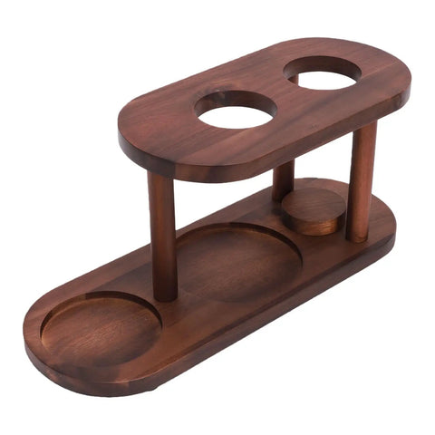 Natural Wood Pour Over Coffee Station Sporting A Rock Solid Dripper Base With Secure Filter Trays For Smooth Zero Spill Brews That Seriously Level Up Your Countertop Game, wooden stand with holes.
