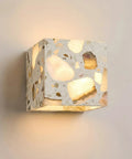 4.7" Mid Century Modern Wall Sconce, Minimalist Terrazzo Wall Light Fixture with speckled design and warm glow.