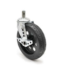 Eight Inch Stealth All Terrain Casters With Locking Brake Two Pack slick glide pneumatic wheel with metal mount.
