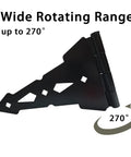 Heavy Duty Eight Inch Fence Gate Hinges With Matte Black Steel Finish for Outdoor Wood Fences and Sheds, showcasing wide rotating range up to 270°.