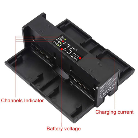4 In 1 Foldable Battery Charging Hub For DJI Mavic 2 Pro Zoom Enterprise Drones with LCD charge indicator and battery slots