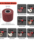Powerful 1400W Surface Conditioning Tool With 8 Variable Speed Wheel Sander And Polisher For Wood Metal Stainless Steel showing wheel compatibility options.