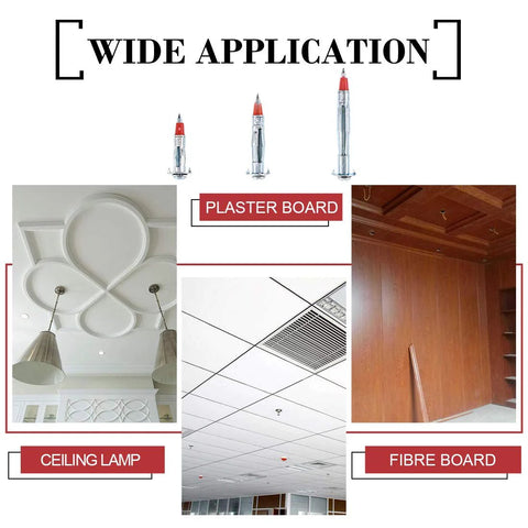 Application of 24 Piece Hollow Wall Anchors Kit With 3 Sizes 35mm 46mm 59mm Long Zinc Plated Steel for plaster and fibre board walls