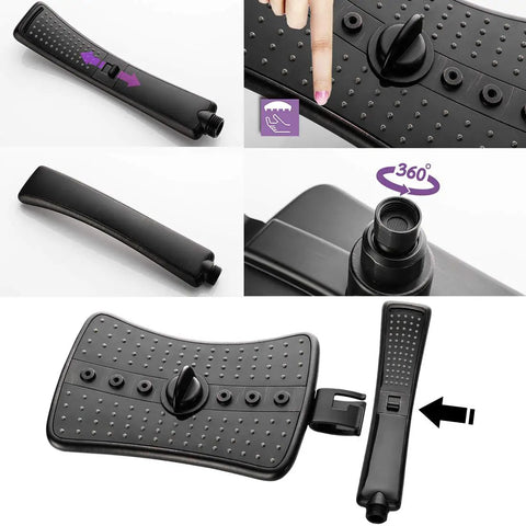 High Pressure Dual Shower Head System With Rainfall And Handheld Spray Oil Rubbed Bronze Finish Detachable Hand Shower features