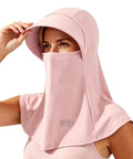 Cooling Balaclava Face Mask Sun Hat With Neck Flap UPF 99+ UV Protection For Hiking Cycling Fishing Travel Breathable Nylon Ice Silk Cooling Fabric Keeps You Cool In The Sun Pink with visor detail