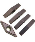 Top Notch 10 Pc Indexable Carbide Lathe Tool Set For Precision Steel Turning. VBMT inserts displaying durable carbide material.