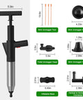 Air Powered Toilet Clog Remover Kit With Four Replaceable Heads And Visual Barometer High Pressure Air Unclogger components