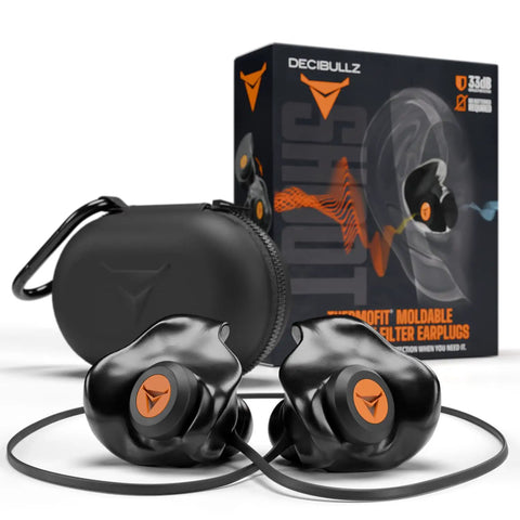 Percussive Moldable Earplugs With 33 dB NRR For Hunting And Shooting Ranges, Reusable Hearing Protection For Shooters, Custom Fit Mold Tool Included, Keeps Loud Noise Down While Letting Ambient Range Sounds Come Through