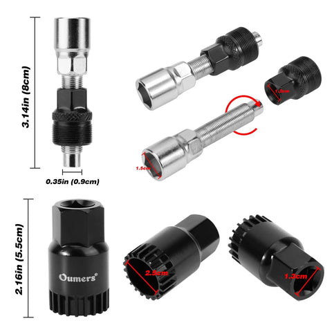 Bike Crank Puller Set 4 In 1 With Crank Extractor Bottom Bracket Remover 16mm Spanner Wrench And Hex Wrenches, size details