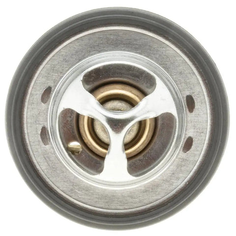 Built Tough Direct Fit Engine Coolant Thermostat For Mitsubishi Eclipse Galant Outlander top view showing detail of metal and rubber components.