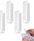 Four Clear PU Self Adhesive Recessed Finger Pulls 7.5x2.5 Cm Oval Sliding Door Handles For Glass Doors Windows Drawers And Cabinets