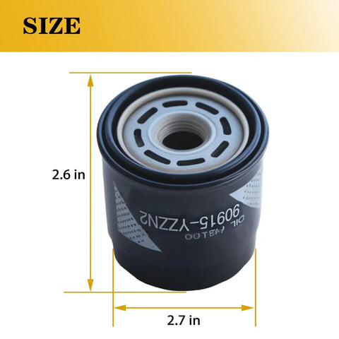 Premium Engine Oil Filter For Toyota And Lexus Cars Replacement 90915 YZZN2 With 6 Pack size dimensions 2.6x2.7 inches