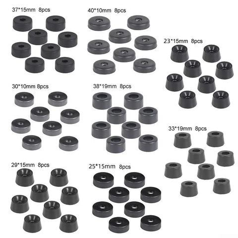 Grippy Conical Rubber Foot Pads Set Of 8 For Speaker Cabinets And Furniture, Anti Slip Floor Protectors with size varieties visible