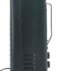 Heavy Duty 1500 Watt Portable Milkhouse Utility Space Heater With Adjustable Thermostat Overheat Guard And Tip Over Safety Switch In Matte Black side view showing controls and handle.