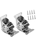 2 Pack Folding Furniture Leg Hinges Brackets Self Locking 0-90-180 Degree Multipurpose Go-To Hardware in Silvery Metal Finish