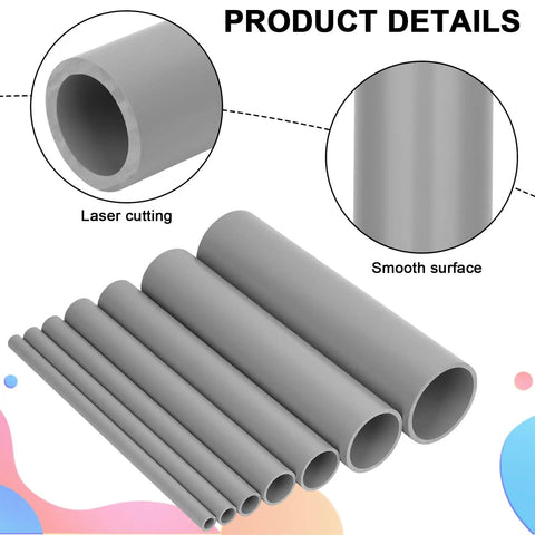 Six Pieces Three Quarter Inch Grey Electrical Conduit PVC Pipe Seventeen Inches Long Sch40 Rigid Tube Round Pipes detailed view