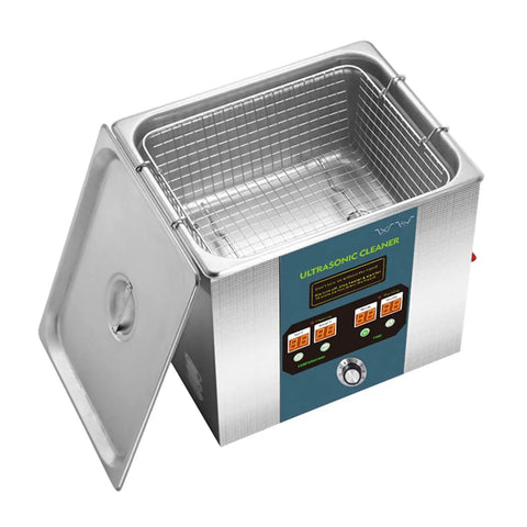 Heavy Duty 11 Liter Ultrasonic Cleaner Featuring 40 80 And 120 Khz Transducers For Vinyl Records Stainless Steel Basin Tap Water Compatible Hella Smooth Cleanup Professional Grade open unit with controls