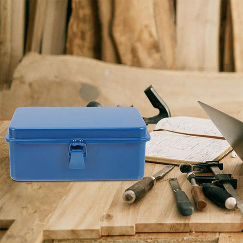 Two Pack Metal Tool Box Storage Case Organizer With Secure Latch Portable Lockable Toolbox Set for construction carpentry