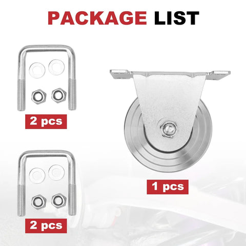 Joytrace 4in V-groove gate wheel kit with dual sealed bearings; 3000 lb capacity; includes two U-bolts and wheel