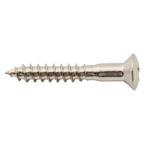 Gig Ready Hella Tough Stainless Steel Countersunk Screws 3.5Mm By 25Mm showing nickel-coated screw for guitar mounting.