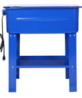 Heavy Duty 20 Gallon Parts Washer With 110V Electric Pump and Flexible Gooseneck Spray Wand, blue metal tub with stand.