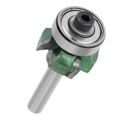 Premium 4 Teeth Tungsten Steel Router Trimmer Bit For Smooth Woodworking, 1/4 Inch shank, designed for rounding edges.