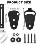 Large Size Privacy Barn Door Latch Lock For Sliding Doors Pocket Doors Garage And Shed Black Two Pack Made From Solid Steel With Powder Coat Finish For Durability And Corrosion Resistance Easy To Install For Wood Glass Gates product dimensions and components including screws.